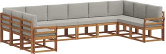 vidaXL Conjunto De Sof&aacute;s De Exterior 10 Uds. Gris Natural Y Claro Vidaxl