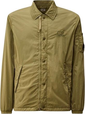 C.P. Company Chrome-R Graphic Zipped Overshirt - Heren - Bomber jackets - Groen - L - Katoen - Jassen