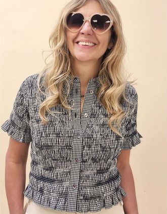 Nooki Design Womens Astrid Gingham Blouse - Black - Size: 10/8