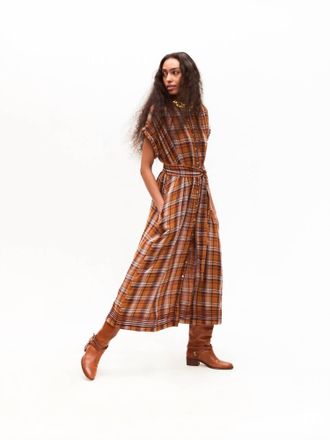 Carolina K Valerie Kaftan Midi Dress In Brown