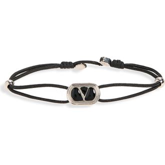 Valentino Mens Oval Cord Bracelet in Black at Nordstrom