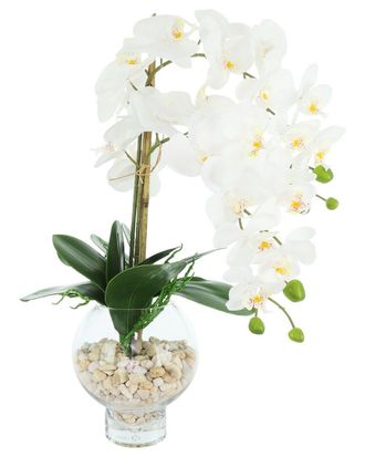 Creative Displays Inc. Handmade Faux Orchids Arranged In Glass Vase With Rocks