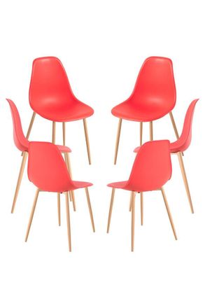 Regalos Miguel Packs Sillas Comedor - Pack 6 Sillas Mykle - Rojo