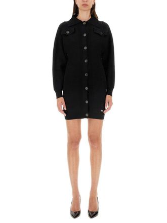 Moschino Ribbed Mini Dress With Button-Down Front