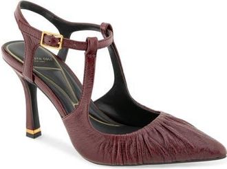 Kenneth Cole Romi Ruched Pointed Toe Pump in Wine Leather at Nordstrom, Size 6.5