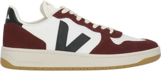 Veja V-10 White Suede Low-Top Sneakers