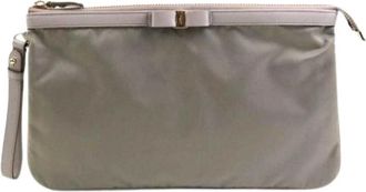 Ferragamo Pre-owned Clutches, female, Gray, Size: ONE SIZE Pre-owned Nylon Clutch
