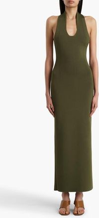 Khaite Mahi Halter Milano Knit Dress in Olive at Nordstrom, Size X-Large