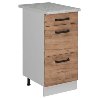 Vicco Mueble Bajo De Cocina R-line, Roble Dorado, 40 Cm Et M&aacute;rmol