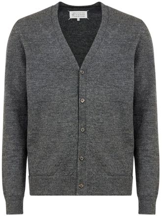 Maison Margiela elbow-patch fine-knit cardigan - Grey