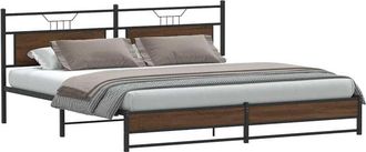 vidaXL Metal Bed Frame without Mattress Brown Oak 193x203 cm Vidaxl