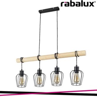 Rabalux Fabian, Indoor Metal-Wood Pendant Lamp, E27 4x Max 40w, Matt