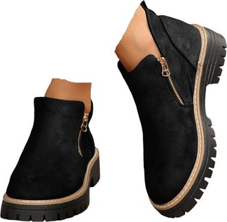 Generic Fall Shoes for Women 2025,Non Slip Suede Vintage Casual Outdoor Walking Winter Fall Dressy Shoes Womens Ankle Boots Chunky Heels Platform Heeled Short