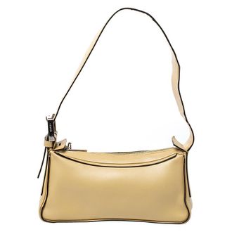 Bally Light Yellow Leather Zip Shoulder Bag