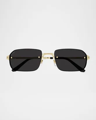 Cartier Men & apos;s Metal Rimless Rectangle Sunglasses