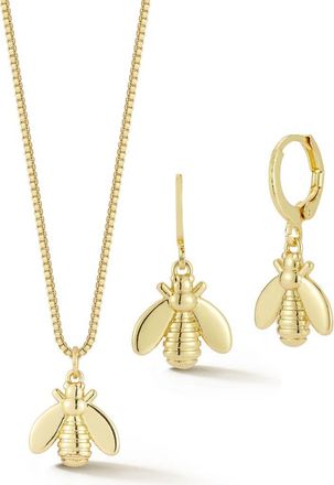 Glaze Jewelry Bee Pendant Necklace & Drop Earrings Set in Gold at Nordstrom Rack