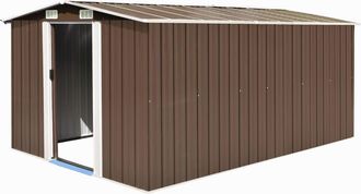 vidaXL Caseta De Jard&iacute;n Metal Marr&oacute;n 257x392x181 Cm Vidaxl