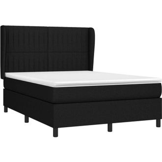 vidaXL Cama Box Spring Con Colch&oacute;n Tela Negro 140x200 Cm Vidaxl