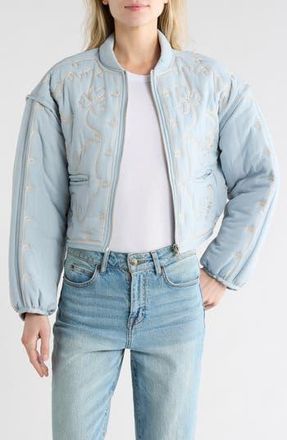 Blank NYC Embroidered Quilted Jacket in Blue Skies at Nordstrom Rack, Size X-Small