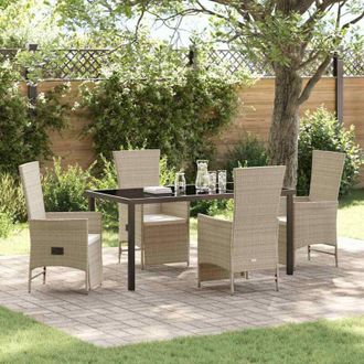 vidaXL Conjunto De Comedor De Jard&iacute;n 5 Pcs Beige Rat&aacute;n Sint&eacute;tico Vidaxl