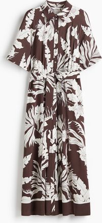 H&M Blusenkleid mit Bindegürtel - Brown