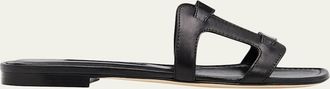 Manolo Blahnik Grellanu Leather Flat Slide Sandals
