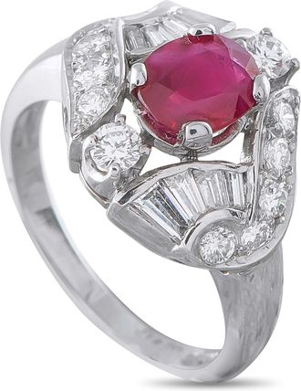 Luxury Bazaar Platinum 0.90ct Diamond and Ruby Ring MF12-080426