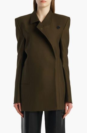 Khaite Armair Wool & Silk Jacket in Dark Olive at Nordstrom, Size 4