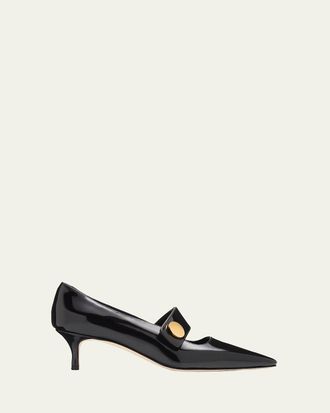 Manolo Blahnik 50mm Dorian Patent Leather Mary Jane Pumps