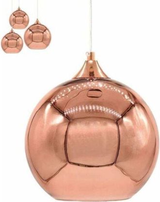 OEM Colgante De Bola Reflectante Transparente Galvanizada, Colgante Sencillo Moderno De Cobre Rojo, &Oslash;25cm, Colgante De Bola De Espejo, Casquillo E27, Para