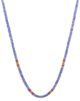 Jewelmak 14K Tanzanite, Pink Tourmaline Necklace