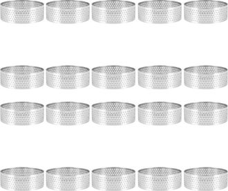 OEM 20 Moldes Redondos Perforados De Acero Inoxidable Para Postres, Ideales Para Frutas, Quiches, Pasteles, Mousses Y Reposter&iacute;a. Tama&ntilde;o: 6 Cm