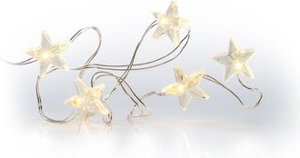 STT LED Dekofigur »LED Battery String stars 5 m Silber« Warmweiss