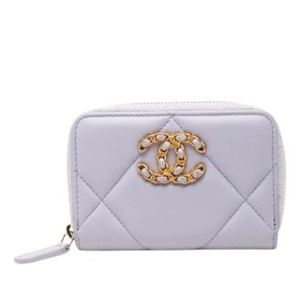 Chanel Pre-owned Wallets, female, Purple, Size: ONE SIZE Pre-owned Zip-Around Coin Pouch