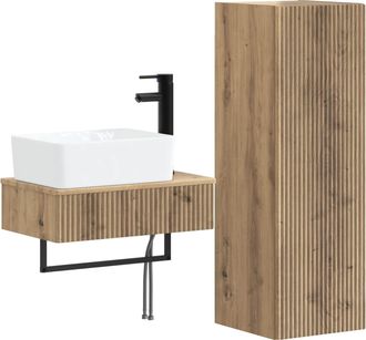 vidaXL Juego De Muebles De Ba&ntilde;o 2 Uds. Roble Artisan Vidaxl