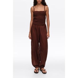 Bimba & Lola Cotton Gathered Balloon Jumpsuit in Brown at Nordstrom, Size Xx-Small Eu
