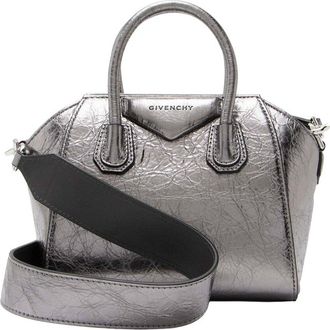Givenchy Silver Metallic Laminated Lambskin Antigona Toy Satchel (Authentic Pre-Loved)