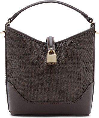 Mango Small Raffia Bucket Bag in Chocolate at Nordstrom