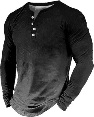 Generic Mens Long Sleeve T Shirt Slim Muscle Shirts Gradient Color Trend Tops Stylish Smart Streetwear Casual Button Down Shirt Holiday Leisure T-Shirt Lightw