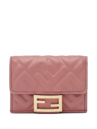 Fendi quilted logo wallet - women - Calf Leather - One Size - Pink