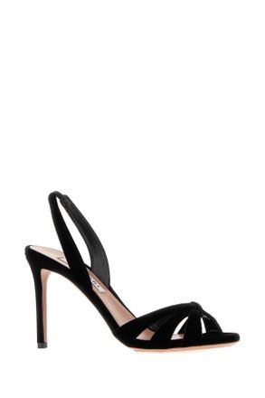 Aquazzura Knotted Velvet Sandals - Black