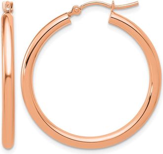 Diamond2Deal 14k Gold Polished 2.5mm Round Lightweight Tube Hoop Earrings