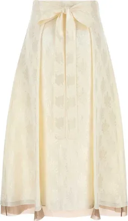 Fendi Womens White Silk Blend Skirt Viscose