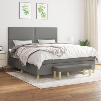 vidaXL Vidaxl - Cama Box Spring Con Colch&oacute;n Tela Gris Oscuro 180x200 Cm