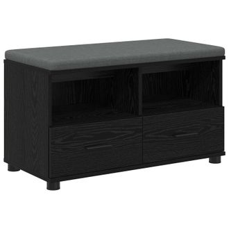 vidaXL Banco De Entrada Con Coj&iacute;n Roble Negro 80 X 38 X 46 Cm Vidaxl