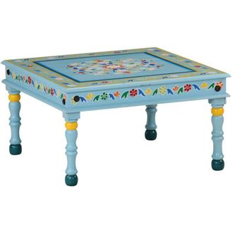 vidaXL Tavolino Salotto Turchese Dipinto a Mano Legno Massello Mango - Vidaxl