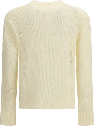 Jil Sander Mens Openwork Sweater Eggshell Linen
