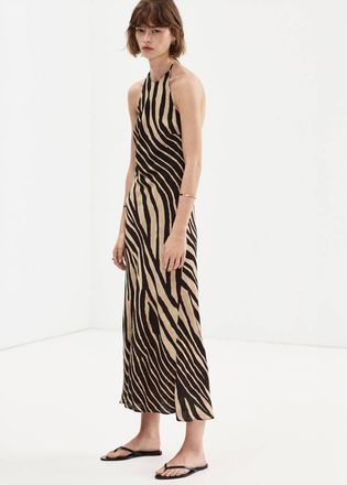 Mango Vestito halter animal print nero - Donna - S - MANGO