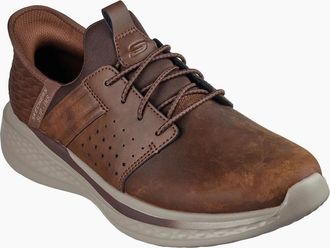 Skechers Mens Skechers Slade Zachary Textile Mens Dark Brown Wide Fit Lace-Up Shoes - Size: 10