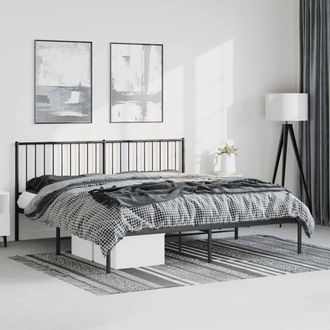vidaXL Estructura Cama Sin Colch&oacute;n Con Cabecero Metal Negro 183x213 Cm Vidaxl
